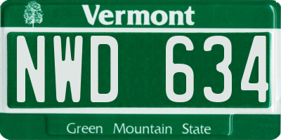 VT license plate NWD634