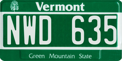 VT license plate NWD635