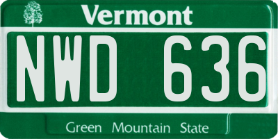 VT license plate NWD636