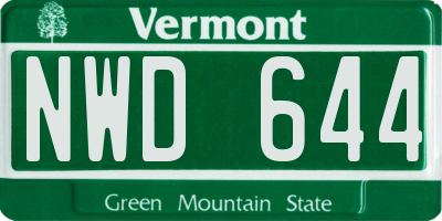 VT license plate NWD644