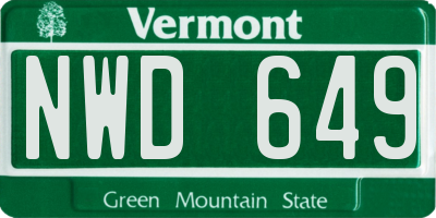 VT license plate NWD649