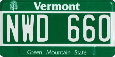 VT license plate NWD660