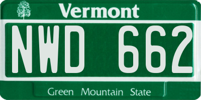 VT license plate NWD662