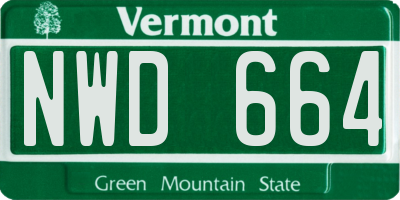 VT license plate NWD664
