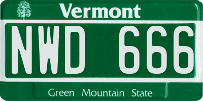 VT license plate NWD666