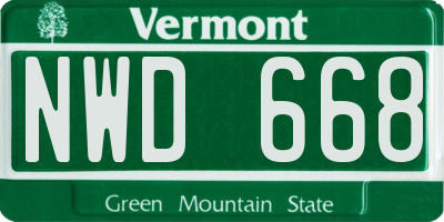 VT license plate NWD668