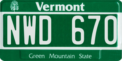 VT license plate NWD670