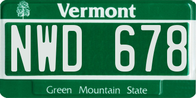 VT license plate NWD678