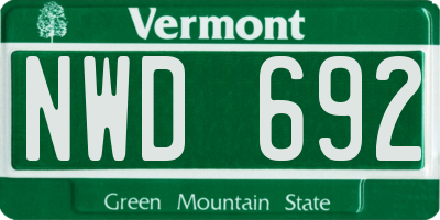 VT license plate NWD692