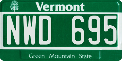 VT license plate NWD695