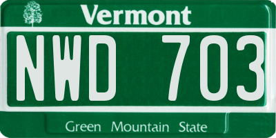 VT license plate NWD703