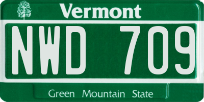 VT license plate NWD709