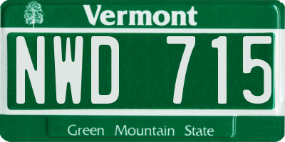 VT license plate NWD715