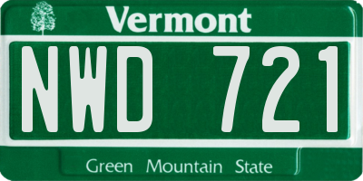VT license plate NWD721