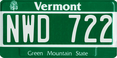 VT license plate NWD722