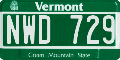 VT license plate NWD729