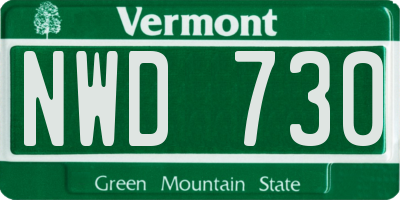 VT license plate NWD730