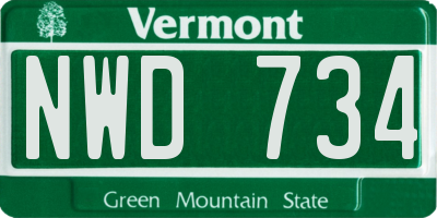 VT license plate NWD734