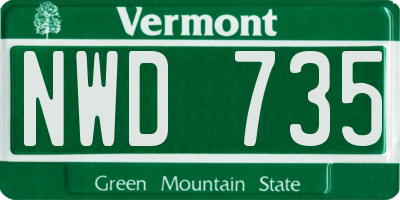 VT license plate NWD735