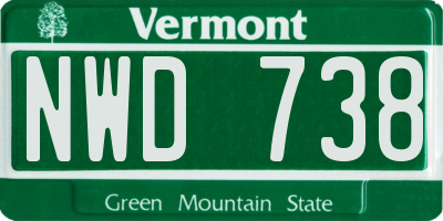 VT license plate NWD738