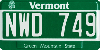 VT license plate NWD749