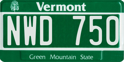 VT license plate NWD750