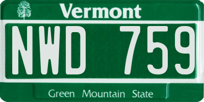 VT license plate NWD759