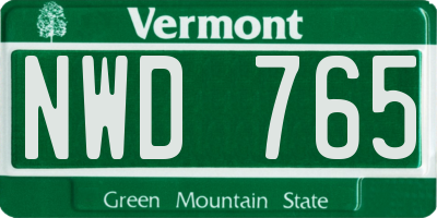 VT license plate NWD765