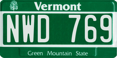 VT license plate NWD769