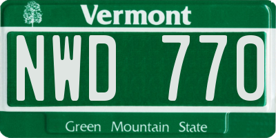 VT license plate NWD770