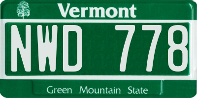 VT license plate NWD778