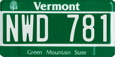 VT license plate NWD781