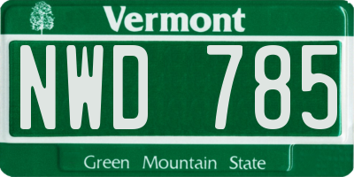 VT license plate NWD785