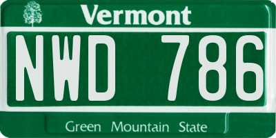 VT license plate NWD786