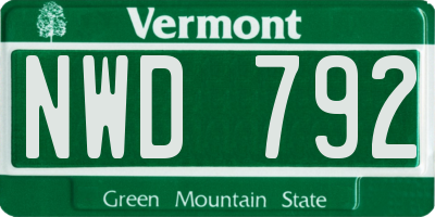 VT license plate NWD792