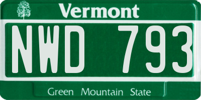 VT license plate NWD793