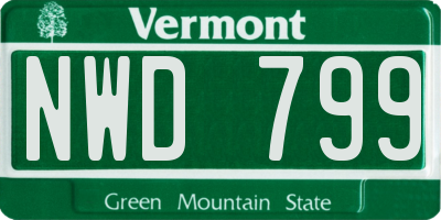 VT license plate NWD799