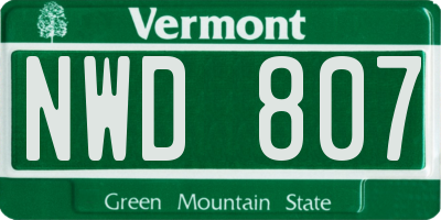VT license plate NWD807