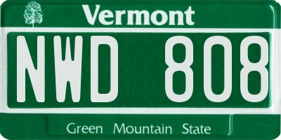 VT license plate NWD808