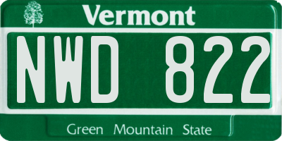 VT license plate NWD822