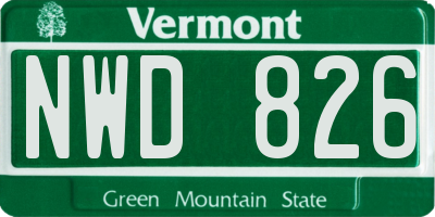 VT license plate NWD826