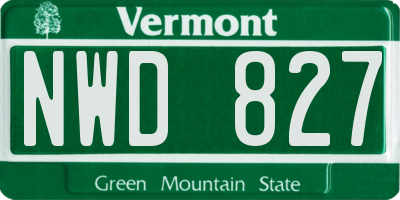 VT license plate NWD827