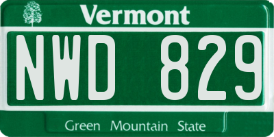VT license plate NWD829