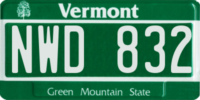 VT license plate NWD832
