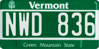 VT license plate NWD836