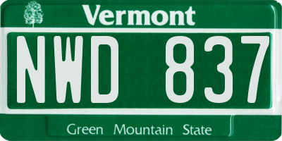 VT license plate NWD837