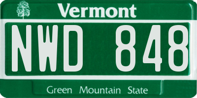 VT license plate NWD848
