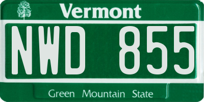 VT license plate NWD855