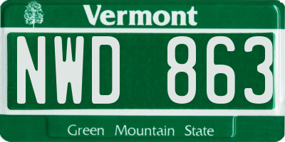 VT license plate NWD863