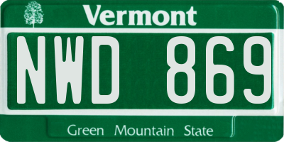 VT license plate NWD869